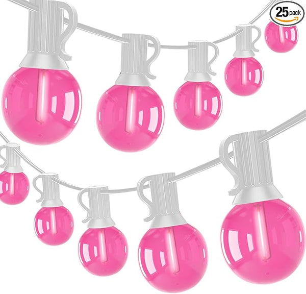 50Ft Valentine's Day Outdoor String Lights, G40 Valentines Day Decorations Lights with 27 LED Pink Shatterproof | Lumora