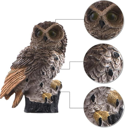 2 Pack Owl Solar Lights Outdoor Garden Resin Waterproof Garden Decorations with Stake for Patio, Yard, Lawn, Walkway Decoration Scare Birds Away(Brown)