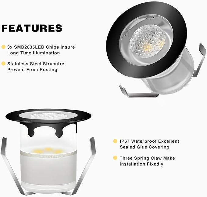Low Voltage LED Deck Light Kit Multi-Color RGB Waterproof Recessed Wood Decking Stairs Garden Yard Patio Decor Lamp | Lumora