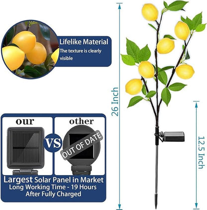 Outdoor Solar Garden Lights, 2 Pack Solar Flower Tree Lights with Realistic Lemon,Waterproof LED Solar Lights Outdoor Stake Landscape Lights for Yard Garden Lawn Pathway Decoration Light