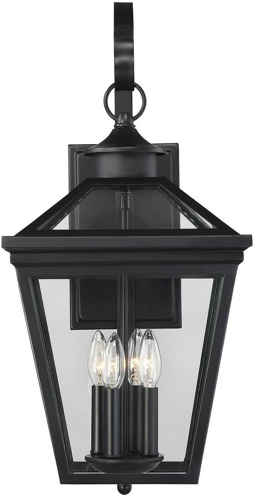 Savoy House 5-142-BK Ellijay Modern Farmhouse Rustic Clear Glass Outdoor Wall Lantern, 4-Light 160 Total Watts, 26" | Lumora