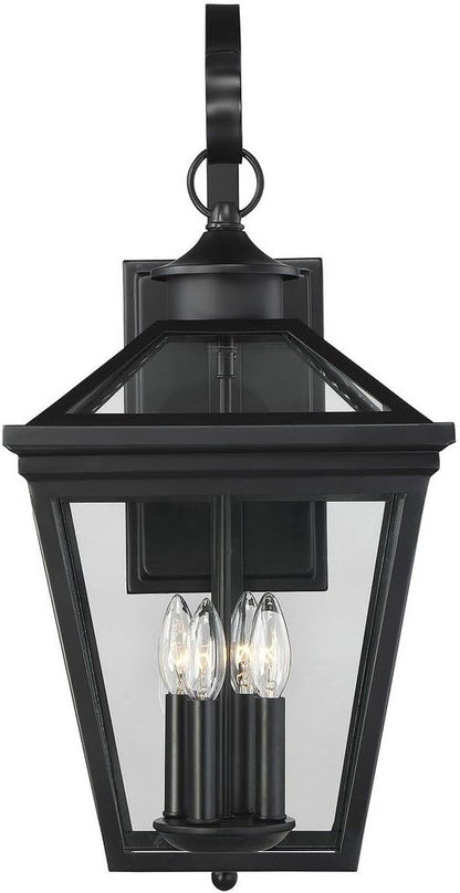 Savoy House 5-142-BK Ellijay Modern Farmhouse Rustic Clear Glass Outdoor Wall Lantern, 4-Light 160 Total Watts, 26" H x 12" W, Black