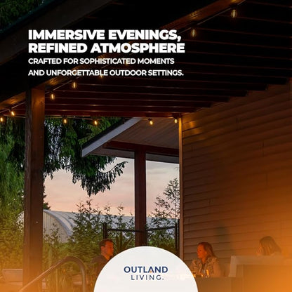 Outland Living Bluetooth String Lights with Speakers – 16.4 ft Outdoor LED Patio Lights, 8 Warm White E26 Bulbs + 2 Bluetooth 5.0 Speakers, Linkable to 32 ft, 10 ft Power Cord