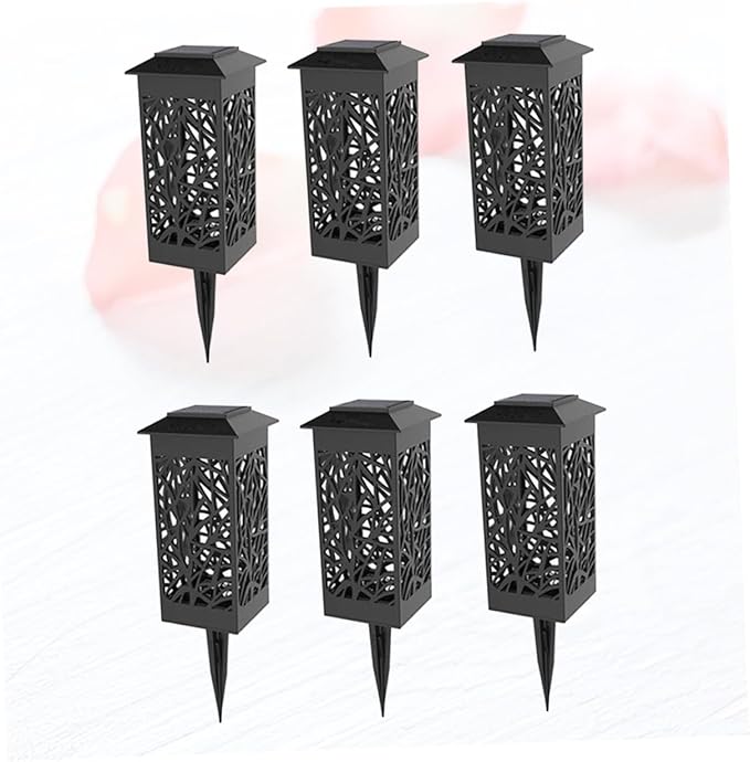 6pcs Solar Hollow Lawn Lights Outdoor Landscape Lighting Black Warm White for Garden Walkway Energy Saving Solar Step Lights