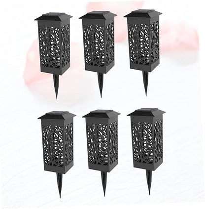 6pcs Solar Hollow Lawn Lights Outdoor Landscape Lighting Black Warm White for Garden Walkway Energy Saving Solar Step Lights
