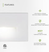 ASD LED Recessed Step Light Fixture, Outdoor & Indoor Stair Tread Lighting | 3CCT, Dimmable, Waterproof, ETL Listed | Lumora