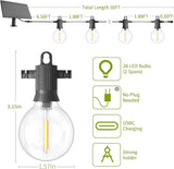 ZOTOYI Solar Outdoor String Lights 50FT, Waterproof with USB Port, G40 Globe Solar Patio Light with 26 Edison | Lumora