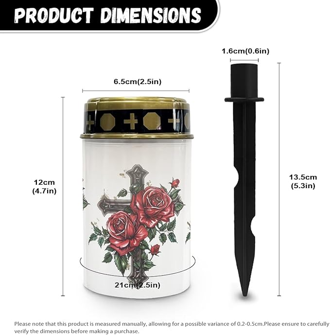 Outdoor Garden Solar Lights Waterproof Solar Powered Lights Multipurpose Memorial Cemetery Decorations Auto On/Off Landscape Lights Outside Gift for Loss of Loved One - Roses Cross