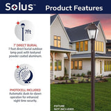 Solus 7-Foot Direct Burial Lamp Post – Aluminum Outdoor Light Pole with Dusk-to-Dawn Sensor – Fits 3" Fixtures – | Lumora