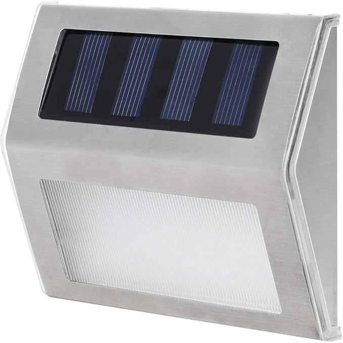 Walfront Solar Step Lights, LED Outdoor Stair Lights, Stainless Steel, Warm White, IP65 Waterproof, 4 LED, for | Lumora