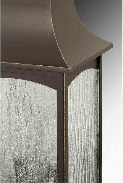 Progress Lighting Maison Collection 1-Light Water Seeded Glass Farmhouse Outdoor Small Wall Lantern Light Oil Rubbed Bronze