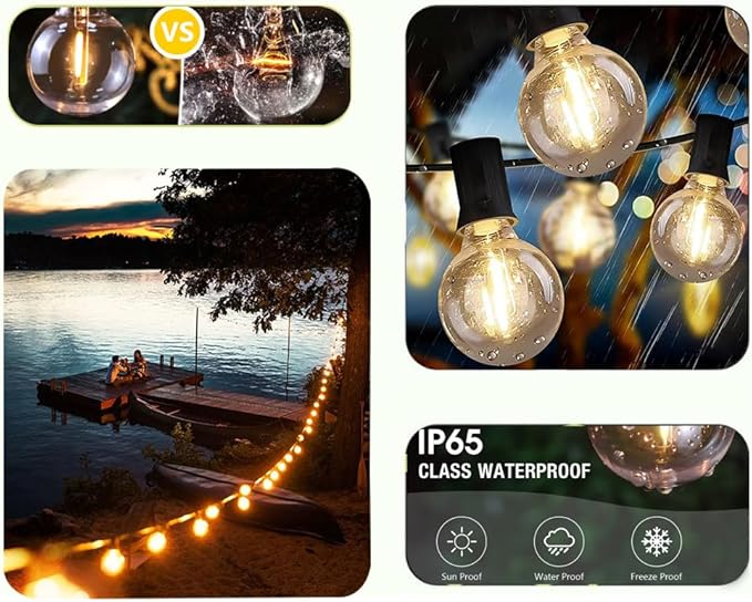 Lampat String Lights, LED 25 Light Bulbs 25Ft G40 Globe String Lights with Bulbs for Indoor/Outdoor Commercial Decor | Lumora
