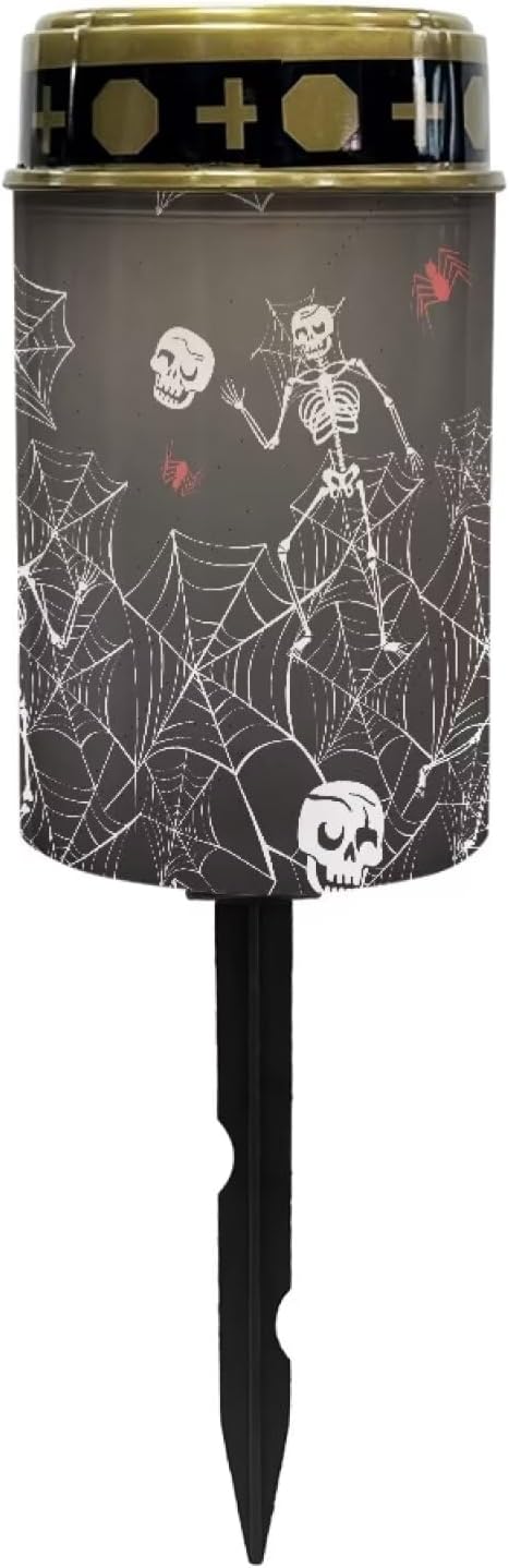 GLENLCWE Funny Skeleton Cobweb Solar Lights Outdoor Solar Candle Waterproof Halloween Solar Garden Lights Flameless LED Candle Grave Eternal Lights for Cemetery