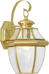 Livex Lighting 2151-02 Monterey 1 Light Outdoor Polished Brass Finish Solid Brass Wall Lantern with Clear Beveled | Lumora