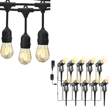 Svater 192 FT Outdoor String Lights 2W with Landscape Lighting Low Voltage 10 Pack, Patio Light for Outside Warm White