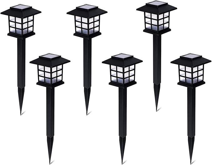 ZONETECH Outdoor Solar Powered Light –Six Pack Bright Premium Quality Rain-Proof Walkway Path Patio Yard Lawn Garden Lamp (6 Pieces)