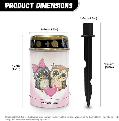 Cute Owl Solar Landscape Lights Outdoor Solar Heart Garden Stake Lights for Patio Lawn Garden Decor Solar Outdoor Love Sign for Gravesites Memorial and Ideal Presents for Loved Ones