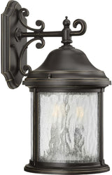 Progress Lighting Ashmore Collection 3-Light Water Seeded Glass New Traditional Outdoor Medium Wall Lantern Light | Lumora