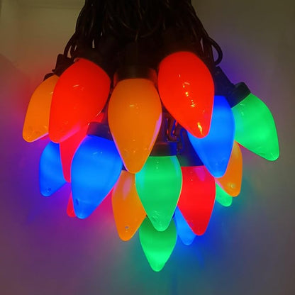 25Ft Christmas Lights Outdoor, C7 LED Christmas Lights with 25 Shatterproof Colored Light Bulbs, Plug in Waterproof Vintage Christmas Light for Patio Camping Garden Wedding Xmas Outdoor Decor