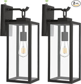 hykolity Large Size Dusk to Dawn Outdoor Wall Lanterns, 18 Inch Outdoor Wall Light Fixtures, Matte Black Porch | Lumora