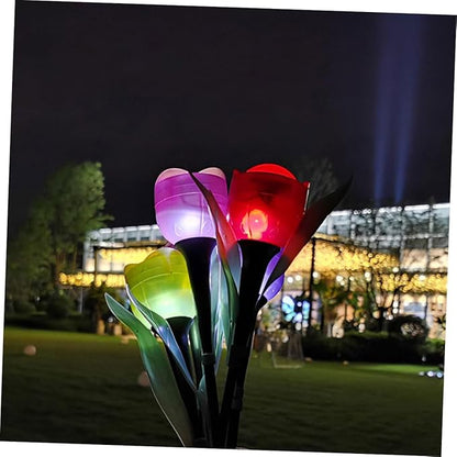 5Pcs Solar Tulip Lights Outdoor Garden Stake Lamp Solar Power Landscape Lighting Decorative LED Lights for Lawn Patio Backyard Holiday Decoration
