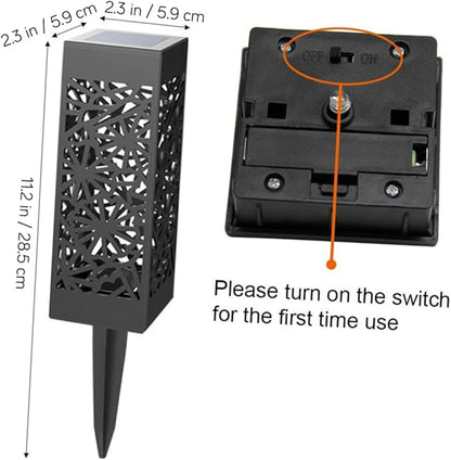 6Pcs Hollow Out Solar Lawn Lights Outdoor Garden Solar Light with Ground Plug for Landscape Lighting Warm White Light Black