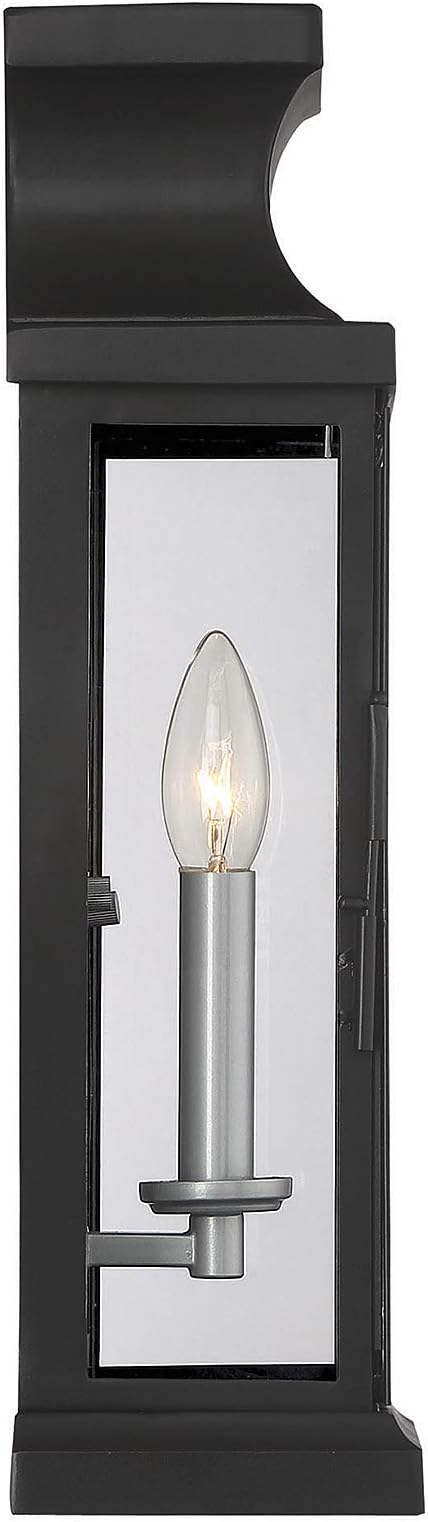 Savoy House 5-5910-BK Brooke Traditional Clear Glass Outdoor Wall Lantern, 1-Light 60 Watt, 17" H x 7" W, Black