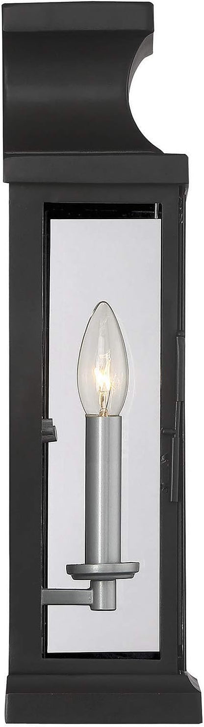 Savoy House 5-5910-BK Brooke Traditional Clear Glass Outdoor Wall Lantern, 1-Light 60 Watt, 17" H x 7" W, Black