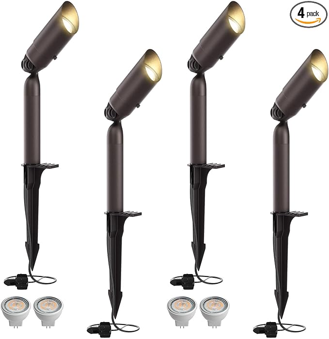 Outdoor Low Voltage Landscape Lighting - 12V Cast Aluminum Spot Lights with 5W 3000K Warm White LED Bulb Waterproof | Lumora