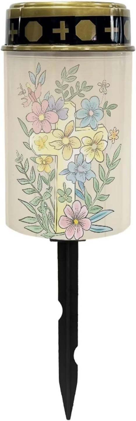 ZOUTAIRONG Solar Cross for Cemetery Grave Solar Garden Lights Garden Lights Solar Powered Waterproof Outdoor Cemetery Solar Lights for Grave Solar Lights for Cemetery Gravesite