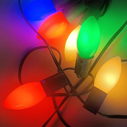 Christmas Lights Outdoor C9 25Ft Vintage Christmas Lights with 25 LED Shatterproof Colored Light Bulbs, Plug in Xmas Tree Light Connectable for Patio Roofline Garden Porch Balcony Party Xmas Decor
