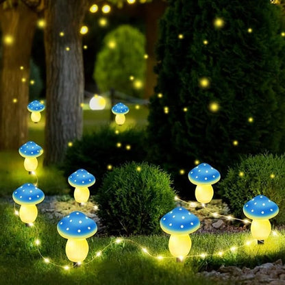 Generic Mushroom Solar Lights Outdoor, Waterproof Mushroom Landscape Lights 8 Lighting Modes Mushroom Garden Fairy Lights (Blue, 3 Pack)