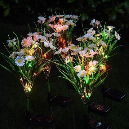 Solar Flower Lights Outdoor, Waterproof LED Daisy Flowers Solar Stake Decorative In-Ground Lights 2Mode for Garden Landscape Yard Pathway Wedding Party (White, 1Pack)