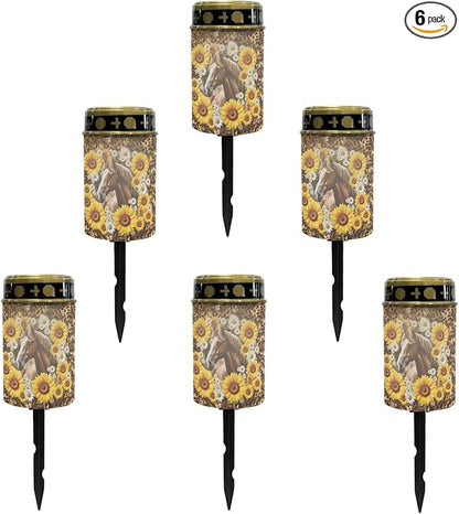 Sunflower Horse Solar Light Outdoor Pathway Lights Waterproof Horse Outdoor Decor,Garden Stake Lights for Outside Yard Patio,Solar Walkway Lights Spotlights-Warm White