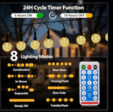 SeaShine Rechargeable Battery Operated String Lights - 16ft 30LEDs Crystal Globe String Lights, IP65 Waterproof | Lumora