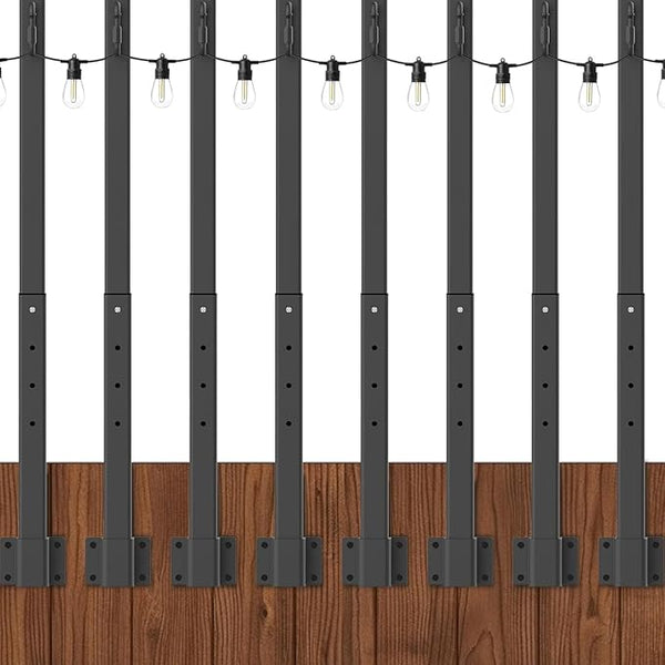8 Pack String Light Poles,2.8Ft Metal Poles for Outdoor String Lights,Outdoor Light Poles with Post,Poles/Stand for | Lumora