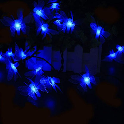 Butterfly String Lights,AMZSTAR Waterproof 20FT 30LED Butterfly Solar Light Outdoor Solar Rope Lights Fairy Light Decorative Garden Lights for Cafe Patio Party Garden Wedding (Blue)