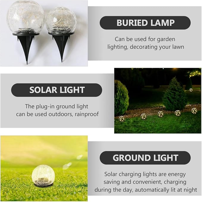 Crackle Globe Light 15cm LED Warm Yellow Outdoor In-ground Garden Pathway Lamp Waterproof for Lawn Patio | Lumora