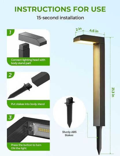 Solar Pathway Lights Outdoor 4 Pack, 3 Color in 1 Bright Landscape Lighting with Cool/Warm/Daylight White Modes, Auto On/Off, IP65 Waterproof for Yard Garden Patio Walkway Sidewalk Lawn Decor