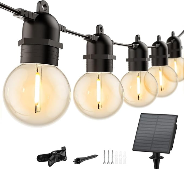 Brightown Outdoor Solar String Lights 34FT - LED G40 Pro Globe Patio Energy Saving with 11 Shatterproof Bulbs, 3 | Lumora