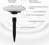 Solar Garden Pathway Lights Color Changing LED Disc Stakes 6 Pack Outdoor Landscape Lighting for Yard Park Walkway | Lumora