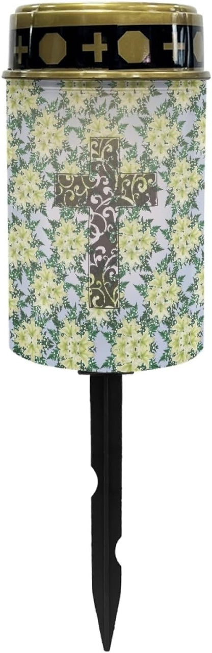 Cross Floral Solar Lights Outdoor,Solar Stake Lights Garden Lights,Waterproof Solar Lights for Outside Yard Patio Walkway Decoration Landscape Lighting Spotlight