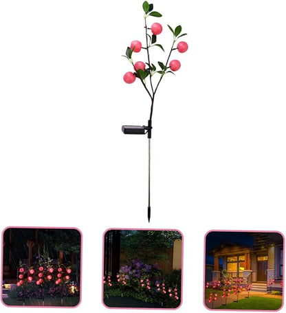 Led Apple-Shaped Solar Lawn Light Outdoor Garden Decoration Automatic Dusk to Dawn Function for Pathway Villa and Holiday Events White Light