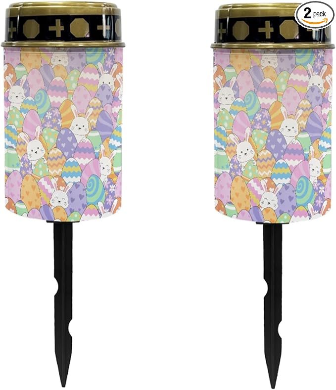 Cemtery Lights Outdoor Grave Decoration Lantern Easter Egg and Rabbit Solar Garden Stake Lights Flameless Warm White Lights for Grave Cemetery Solar Lights Outdoor Waterproof Stoplights