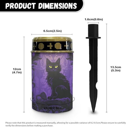 Black Cat Solar Halloween Lights for Cemeteries Halloween Solar Garden Lights Waterproof Study Night Lights for Holiday Decorations