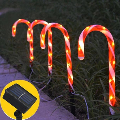 Solar Power Christmas Candy Cane Pathway Lights LED Outdoor Garden Decoration