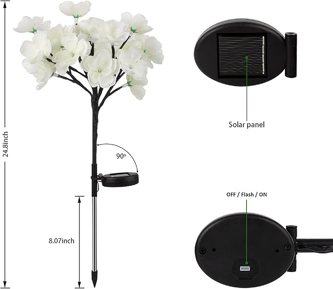 Solar Fiber Optic Camellia Flower Light, Colorful Outdoor Solar Garden DIY Decorative Lights for Walkway Pathway | Lumora