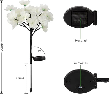 Solar Fiber Optic Camellia Flower Light, Colorful Outdoor Solar Garden DIY Decorative Lights for Walkway Pathway Backyard Christmas Decoration Parties (2 Pieces)