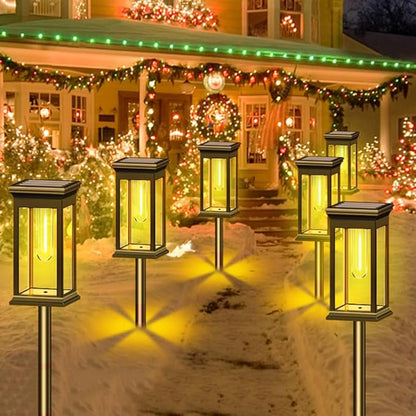 6pk,Solar Lights Outdoor Waterproof Torch Lights, Landscape Lighting for Outside, Solar Pathway Light for Patio Lawn Porch Walkway Driveway Garden Decorations