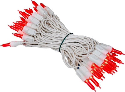 Novelty Lights Vintage Style T5 Red LED Christmas Lights, 11.5 Feet White Wire String of 35 Mini Bulbs, UL Listed Indoor/Outdoor Tree Lighting